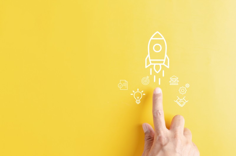 Shortcut Exponential growth or compound interest with rocket launch icon, investment fast track wealth or earning rising up graph increasing profit financial concept.