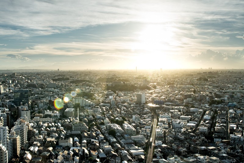 夕暮れの世田谷の街